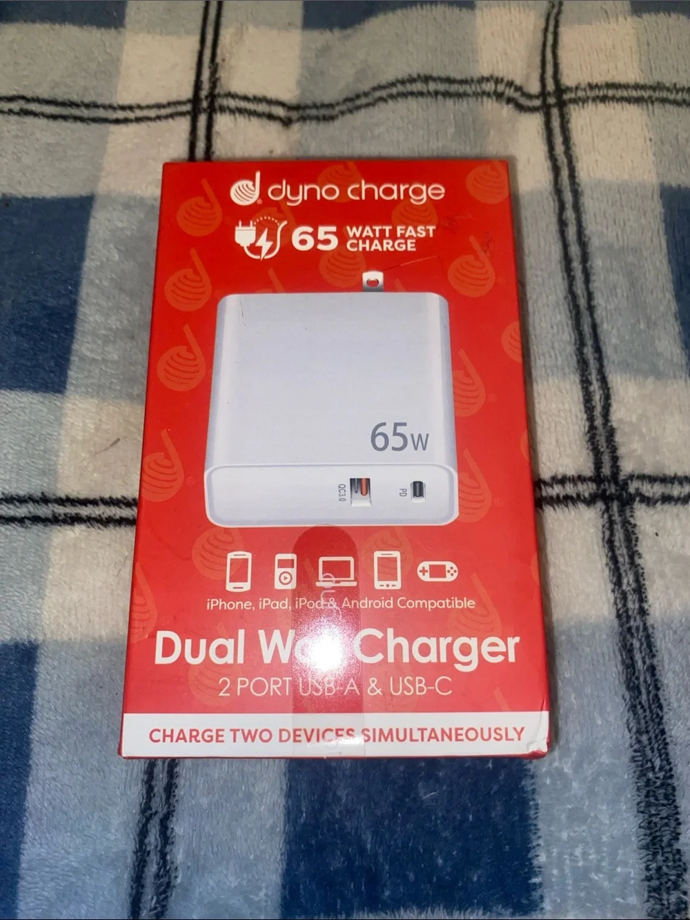 Dyno Charge 65W Dual Wall Charger - White